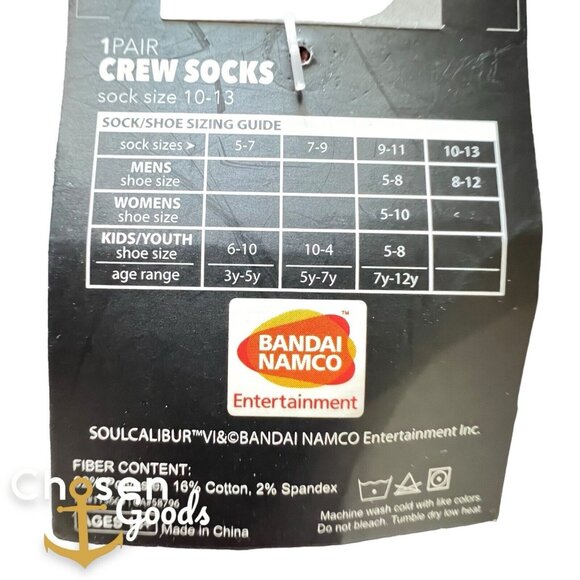 Soul Calibur VI Video Game Crew Socks 1 Pair Adult Size 10-13 Bandai Bioworld - Picture 5 of 5
